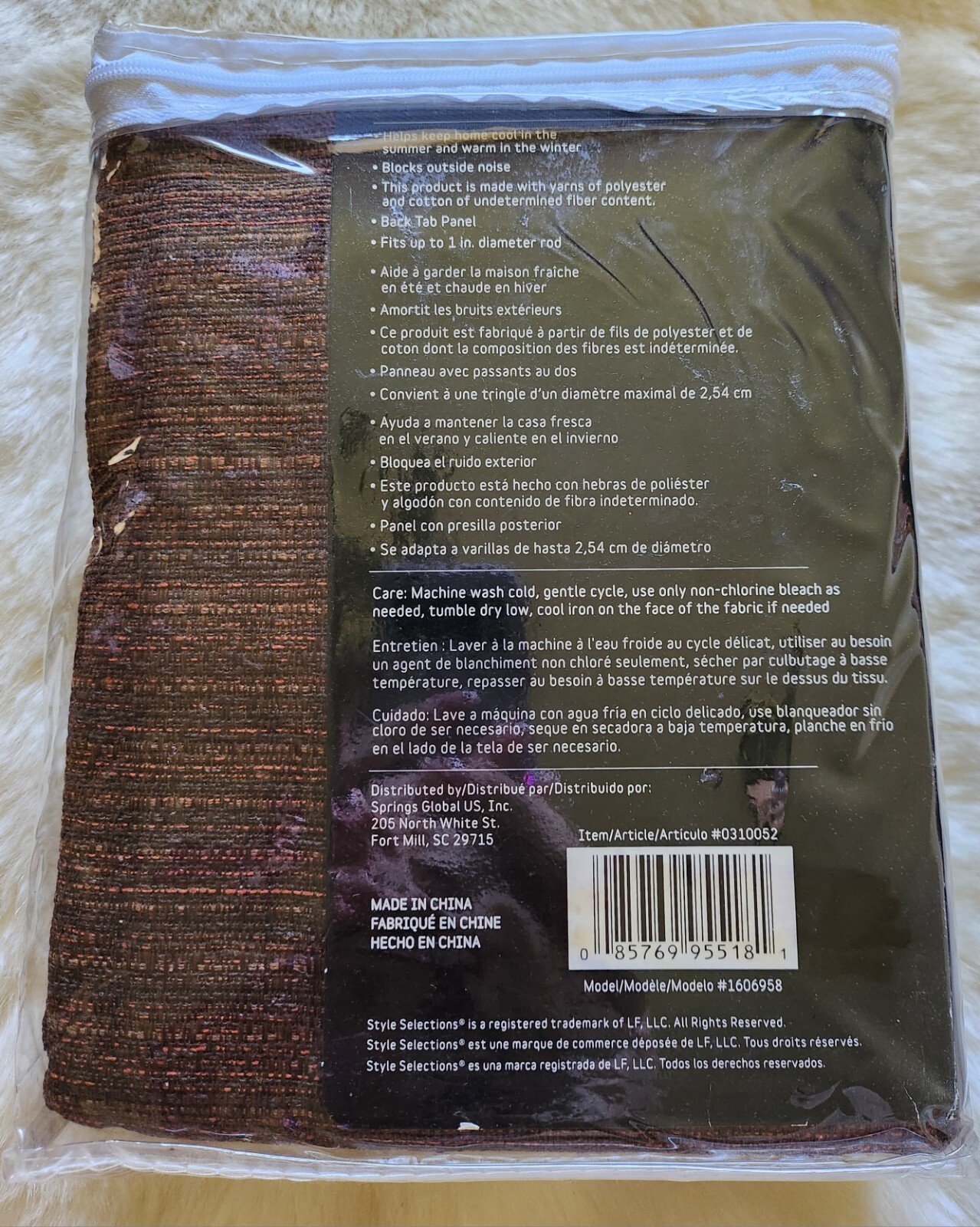 Style Selections Thermal Blackout Roberta Mocha 42x84in Back Tab Panel One Panel