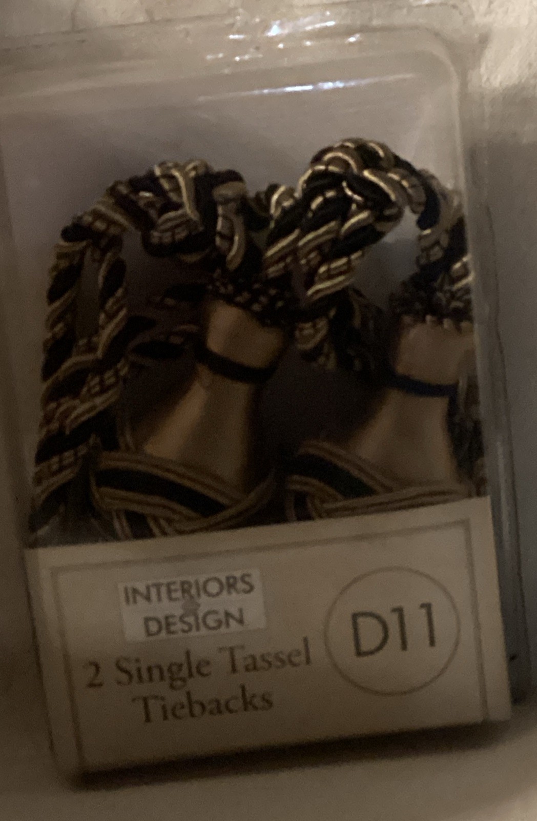 Interiors Design 2 Single Tassel Tiebacks 12.5″ Cord Black & Gold New