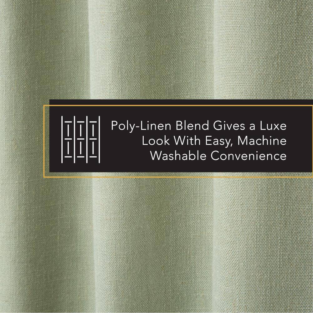 Arlo Solid Linen Texture 50 In. W X 84 In. L Polyester Blackout Sage Green Curta