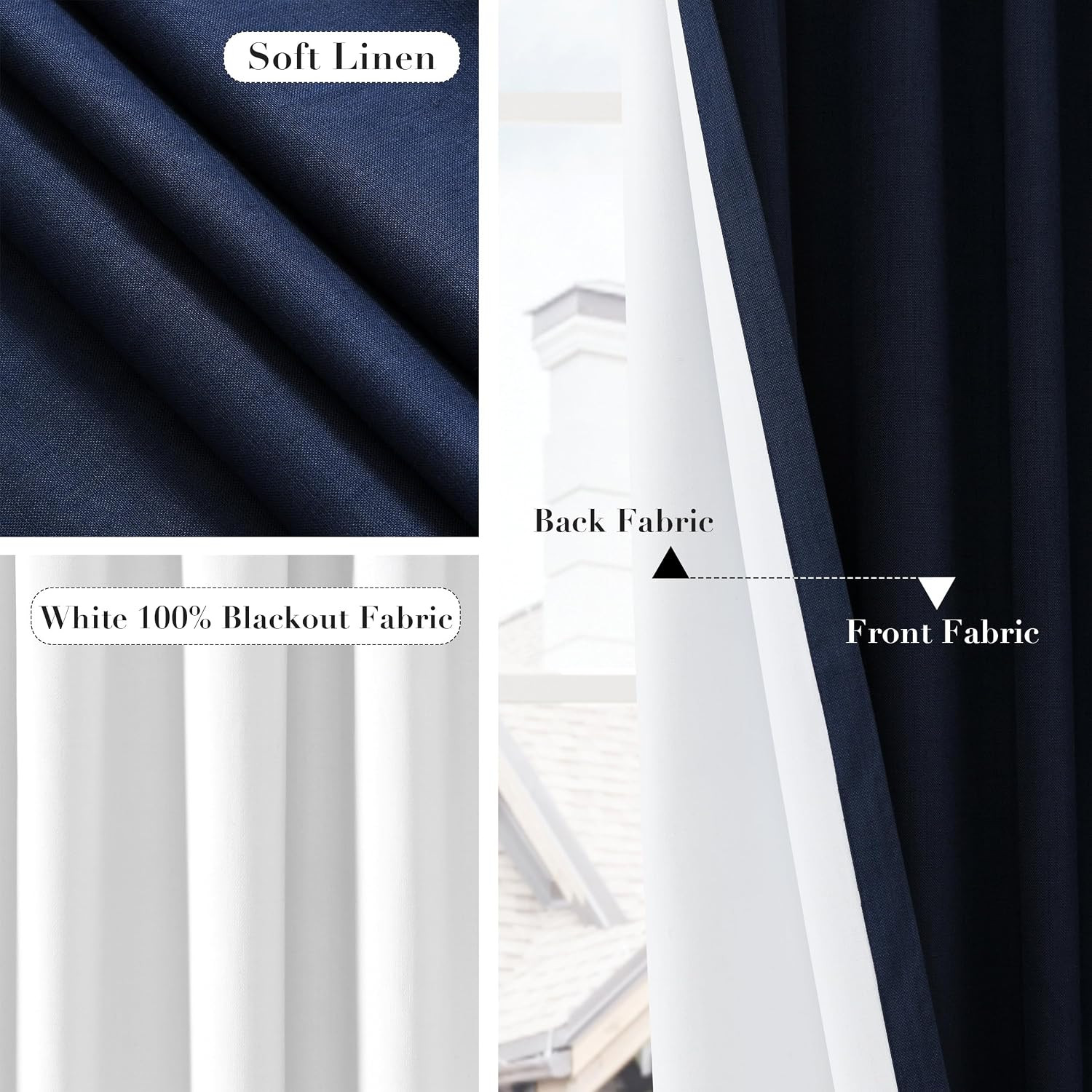 100% Blackout Extra Long Linen Curtains 120 Inches Long for Bedroom Black Out Cu