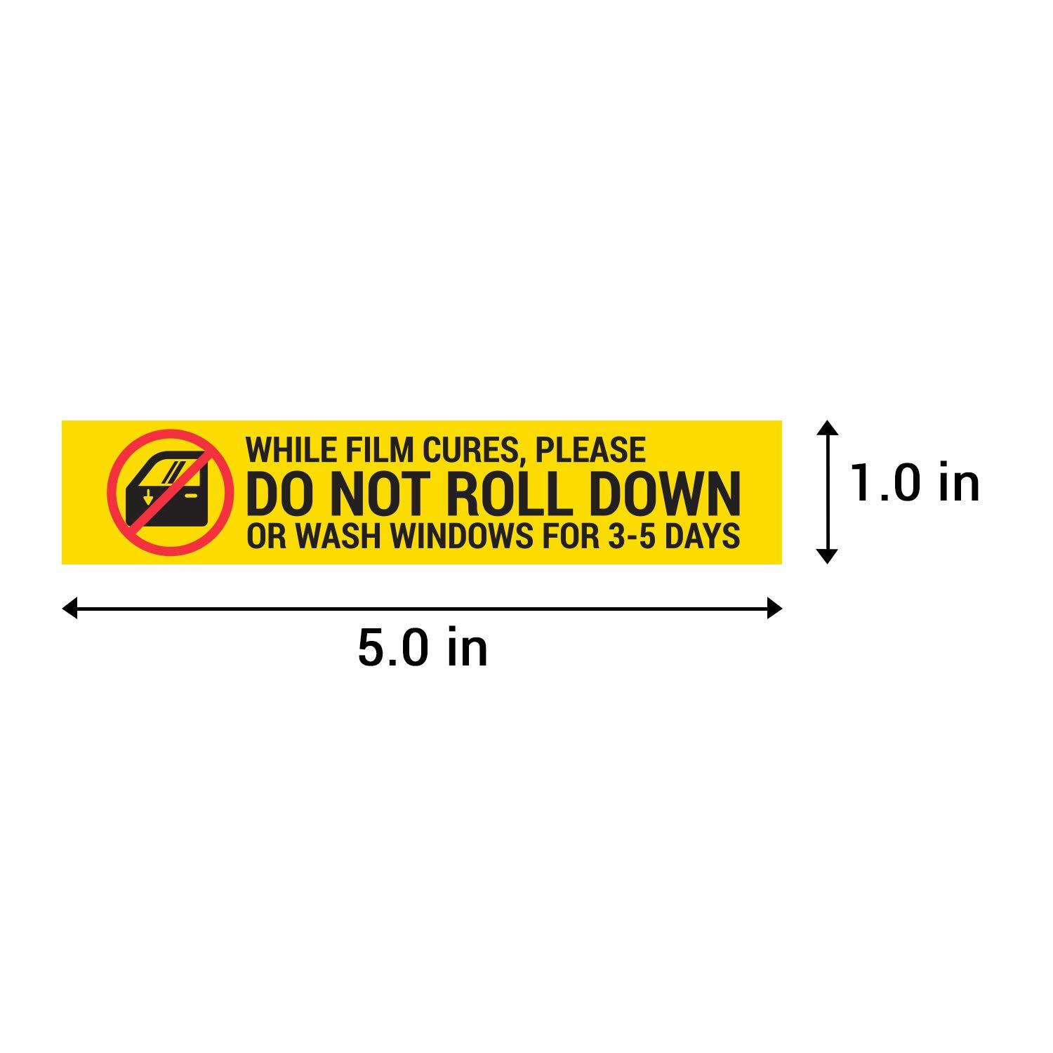 300 DO NOT ROLL Down Window Tint Stickers 1 x 5 Inch Auto Window Film Attenti…