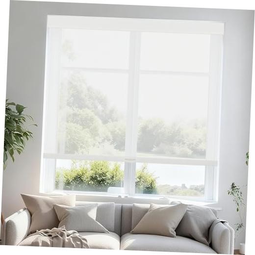 Free-Stop Cordless Roller Shades for Windows Light Filtering 20″W x 72″H White
