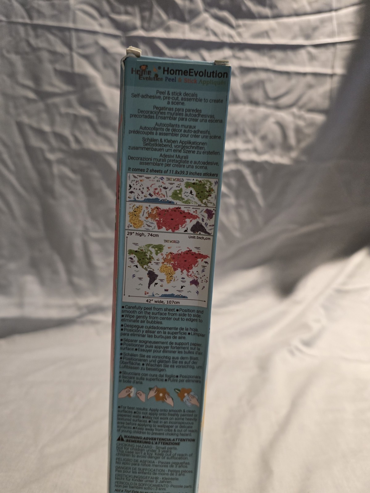 HomeEvolution Kids Educational Removable World Map Peel and Stick colorful
