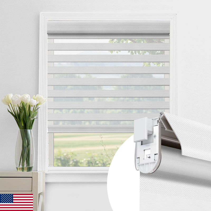 Allesin Zen No Drill No Tools Cordless Zebra Blinds Renter Friendly Dual Layer