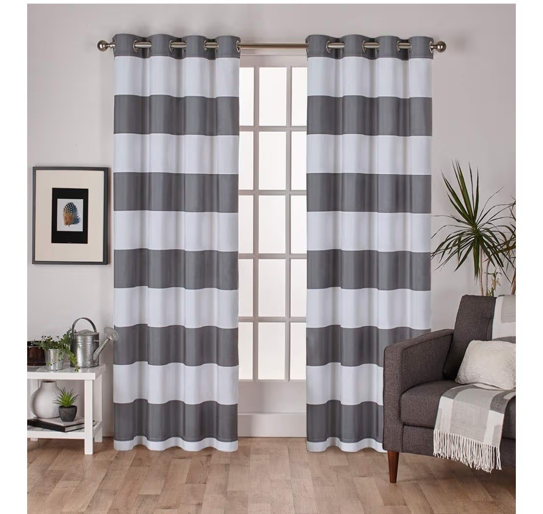 Gray and White Striped Curtains, 54×96 Inches, Pack of 2 Panels