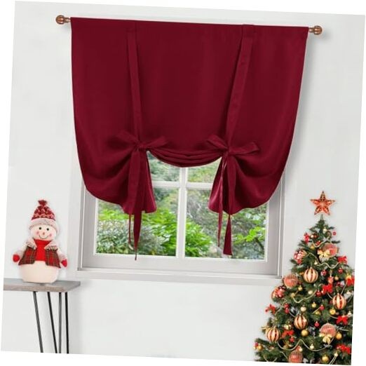 Blackout Curtains-Tie Up Shade for Window 42″W x 63″L (Pack of 1) Burgundy