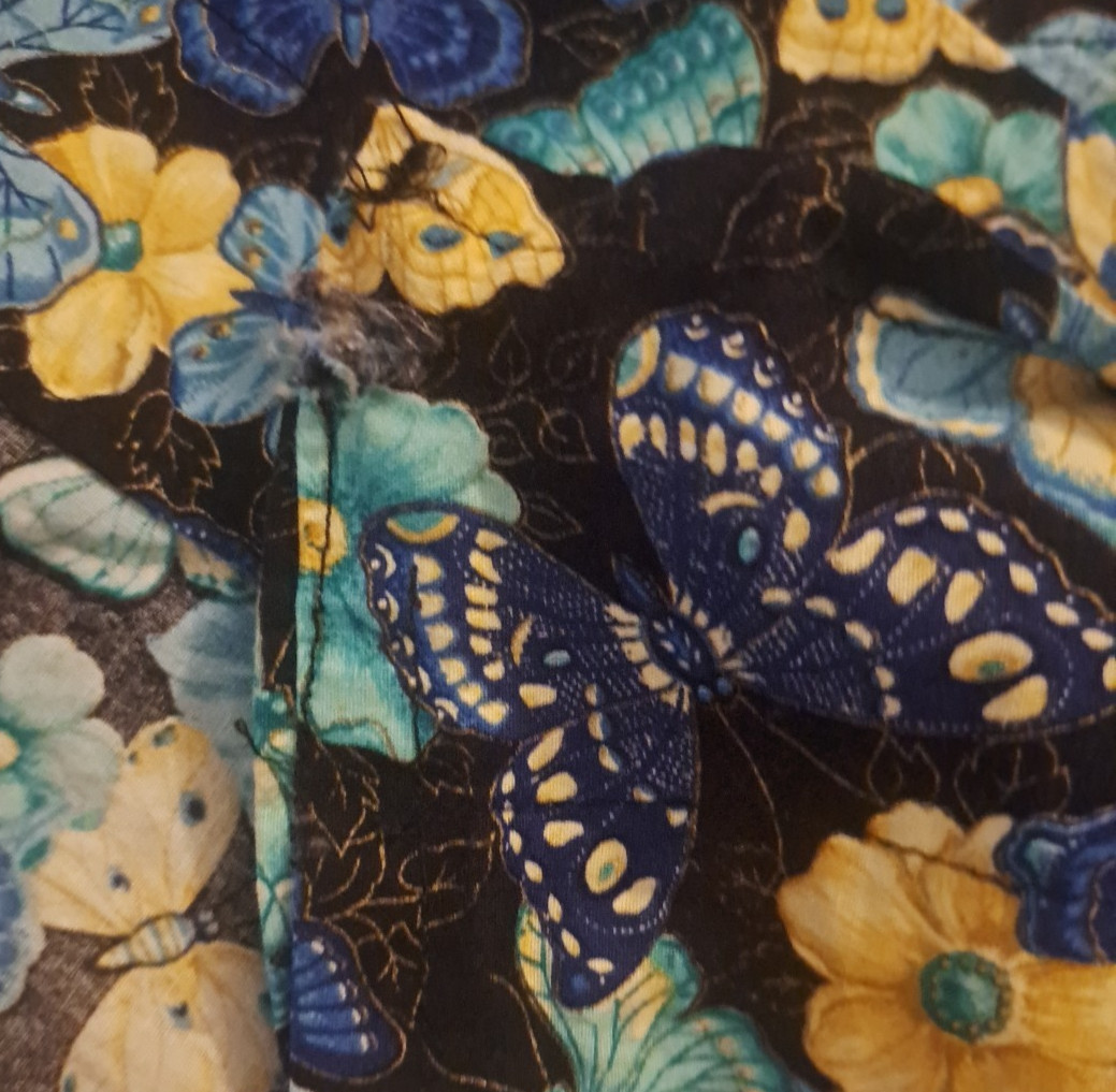 Butterfly Cafe Curtain Valance Set Blue Yellow Handmade Jewel Tone Cottage 42″