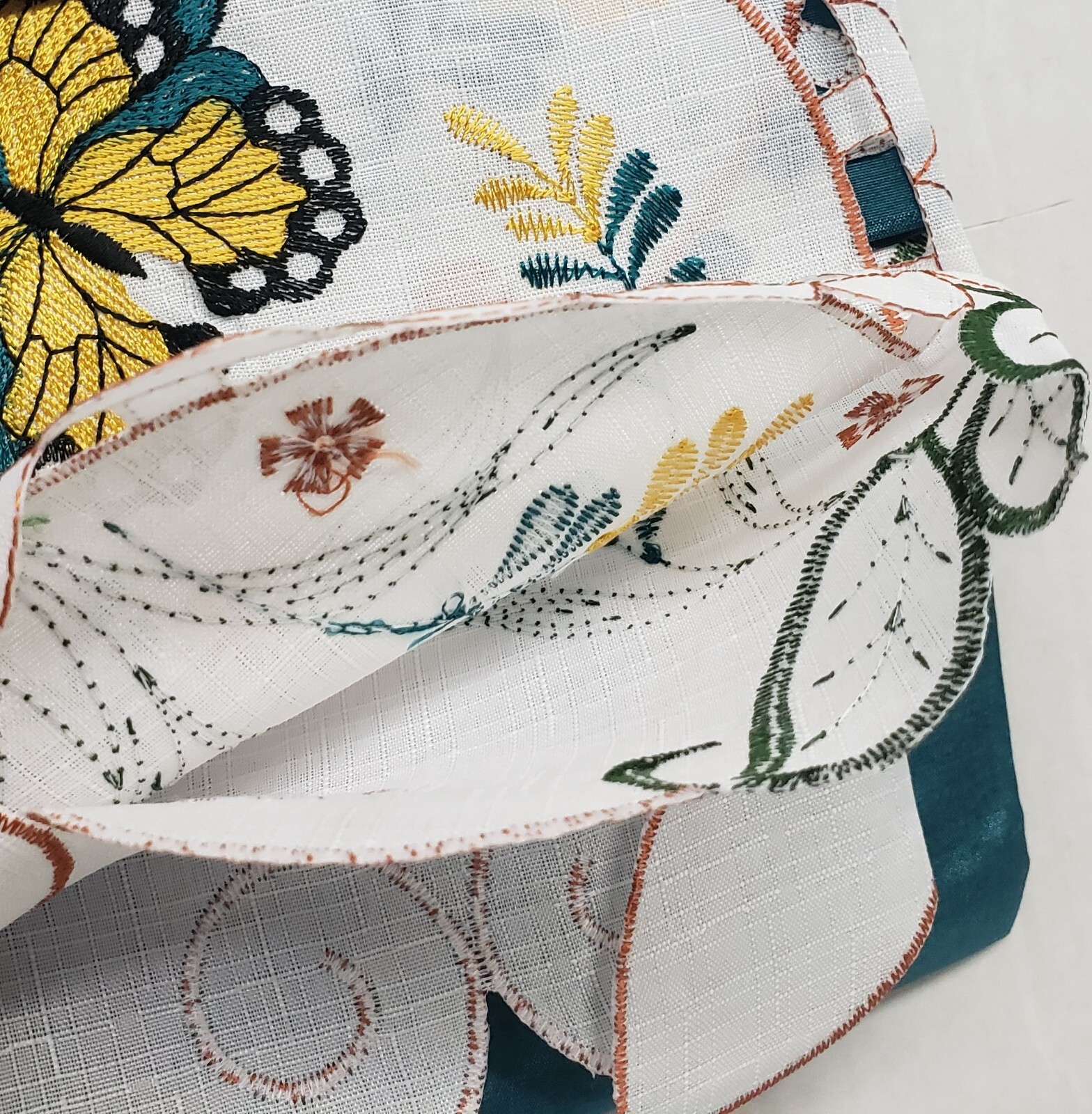 3pc. Embroidery Curtains Set:2 Tiers & Swag (60″x36″) BUTTERFLIES, blue, AL
