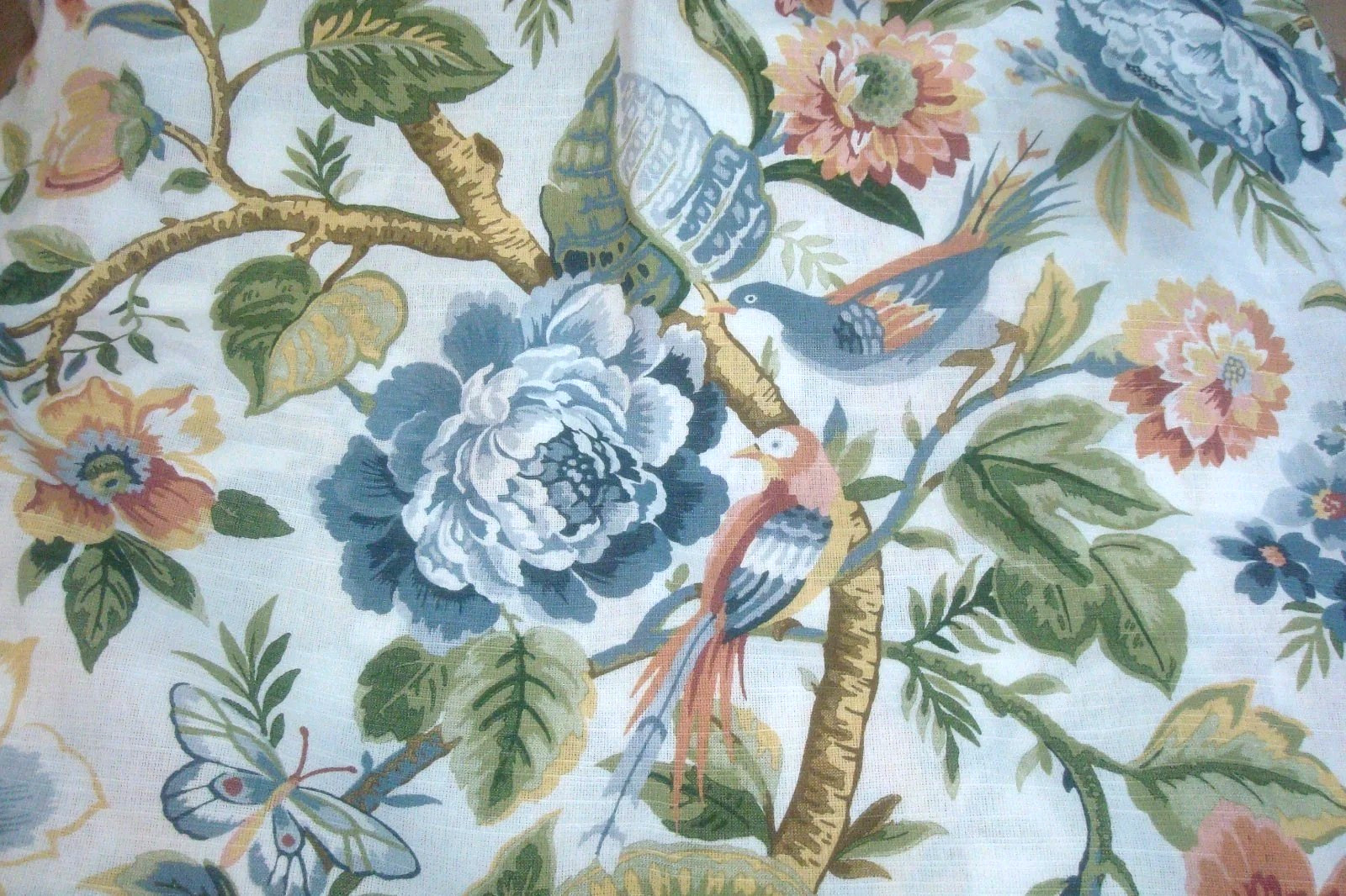 NWT Curated Kravet 2 pc Window Curtains Tree of Life Floral Birds Cotton 84″ lg