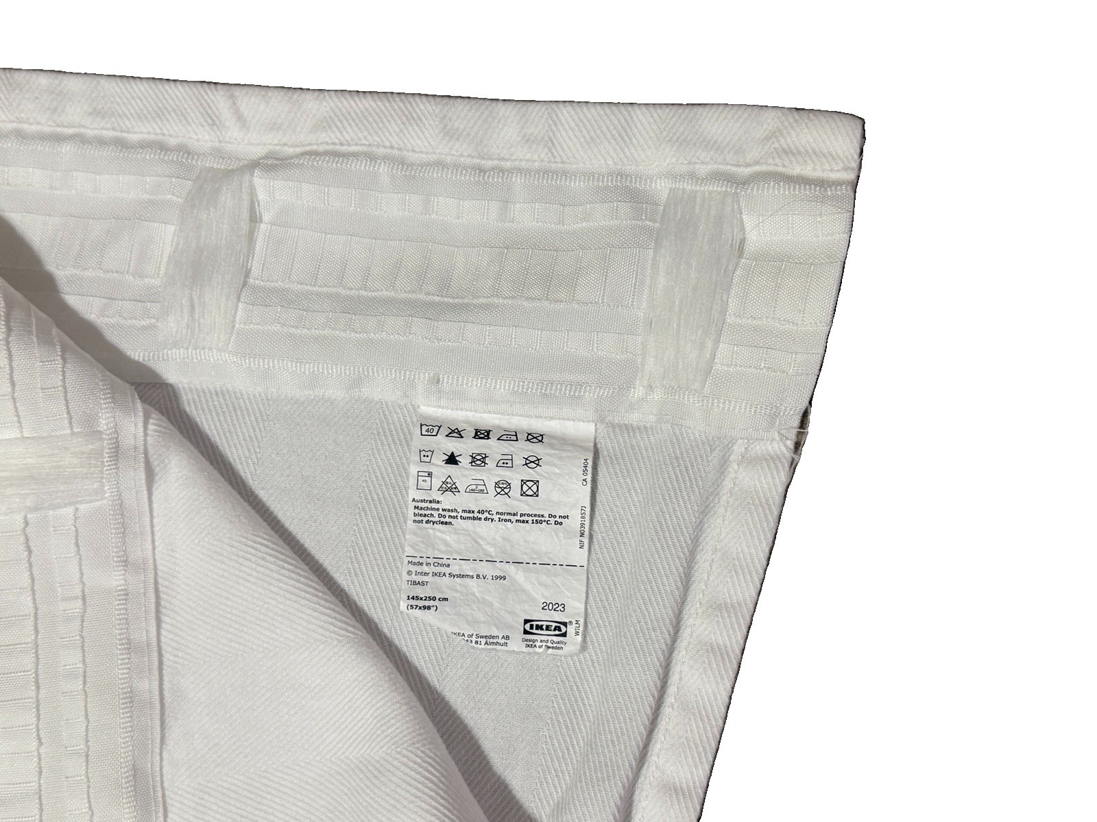 Set of 6 Ikea Tibast Curtains Warm White Herringbone Texture 92″ Long Lot Panels