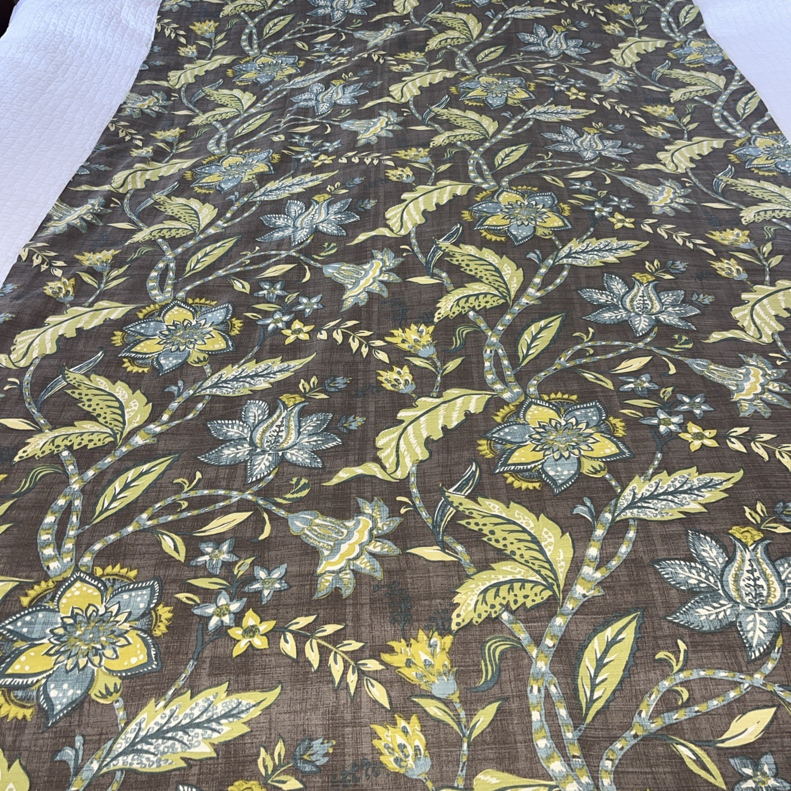 2 WORLD MARKET Jacobean Floral GREEN Blue BROWN Curtain PANELS 48×84” Lined