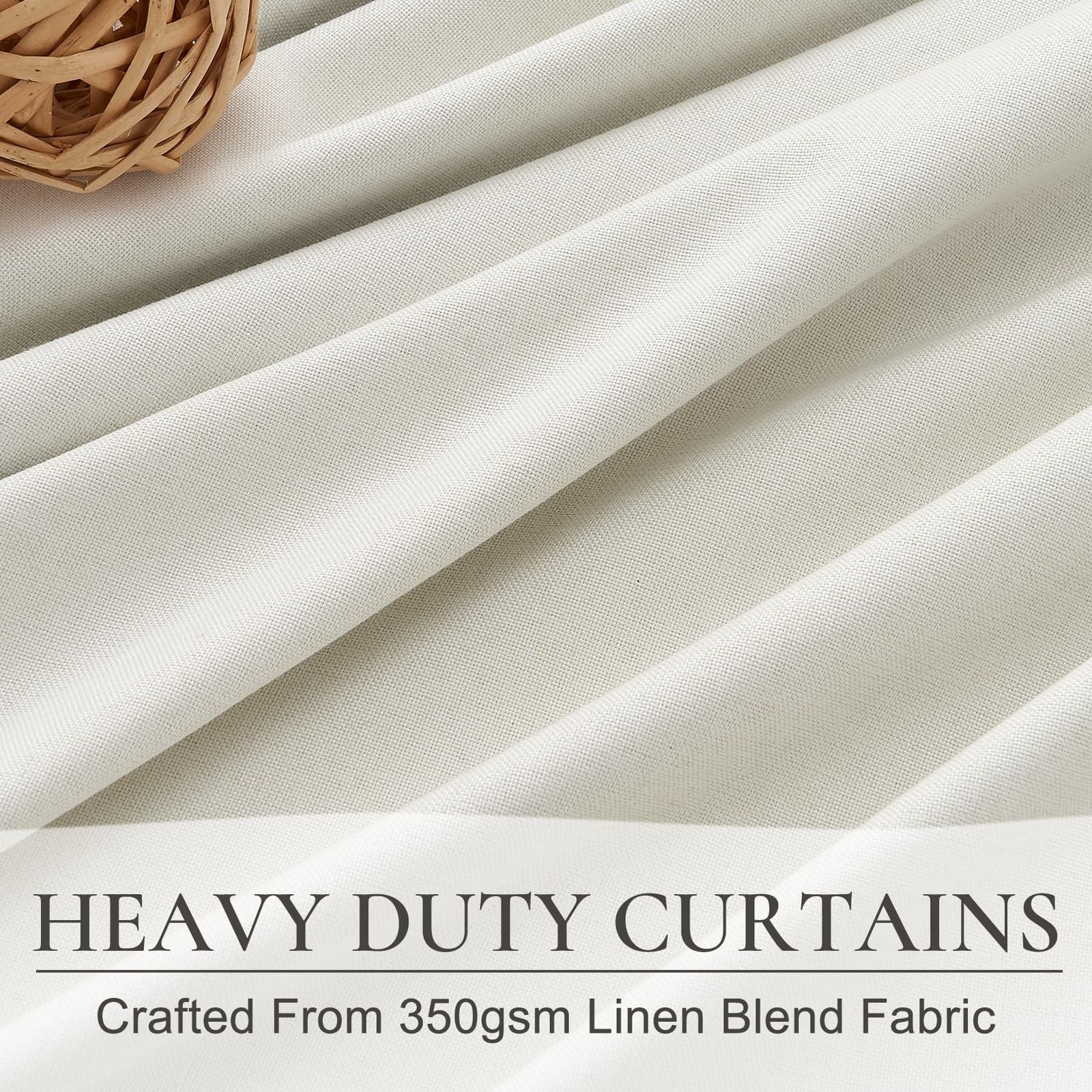 QJmydeco Pleated Beige Curtains 96 Inches Long 2 Panels Burg, Energy Efficien…
