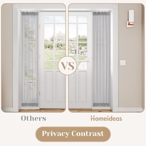 Non-See-Through Sidelight Curtains for Front Door, 1 Panel-26 x 72 Light Grey