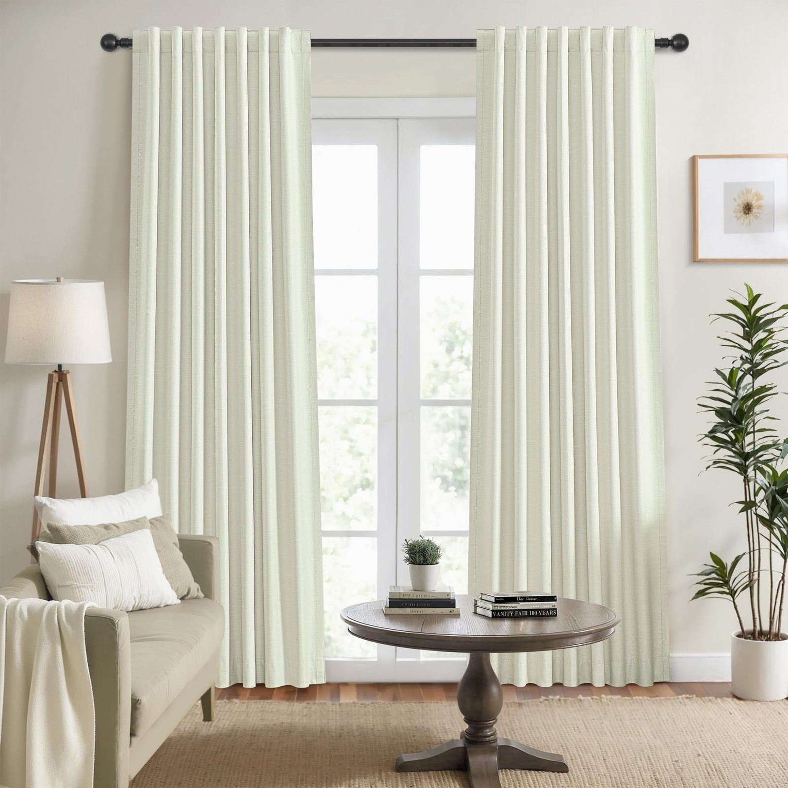Blackout Curtains 54 Inch Long for Kitchens, Cream 2 Panels Set
