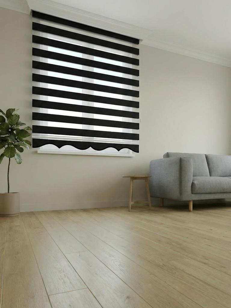 Plated Fabric Zebra Roller Blinds Curtain For All Room, Color Options, Light fil
