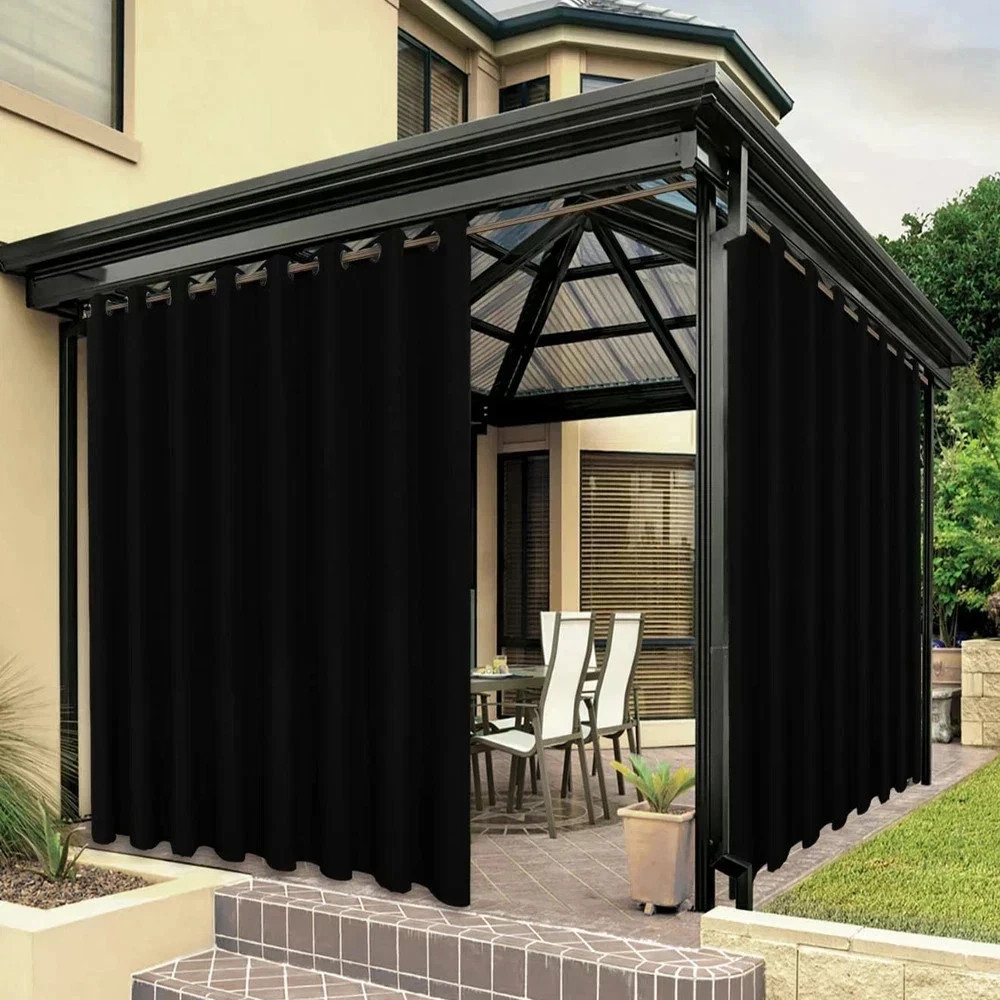 Extra Wide Waterproof Outdoor Curtains for Patio, 150×108 Inch, Black