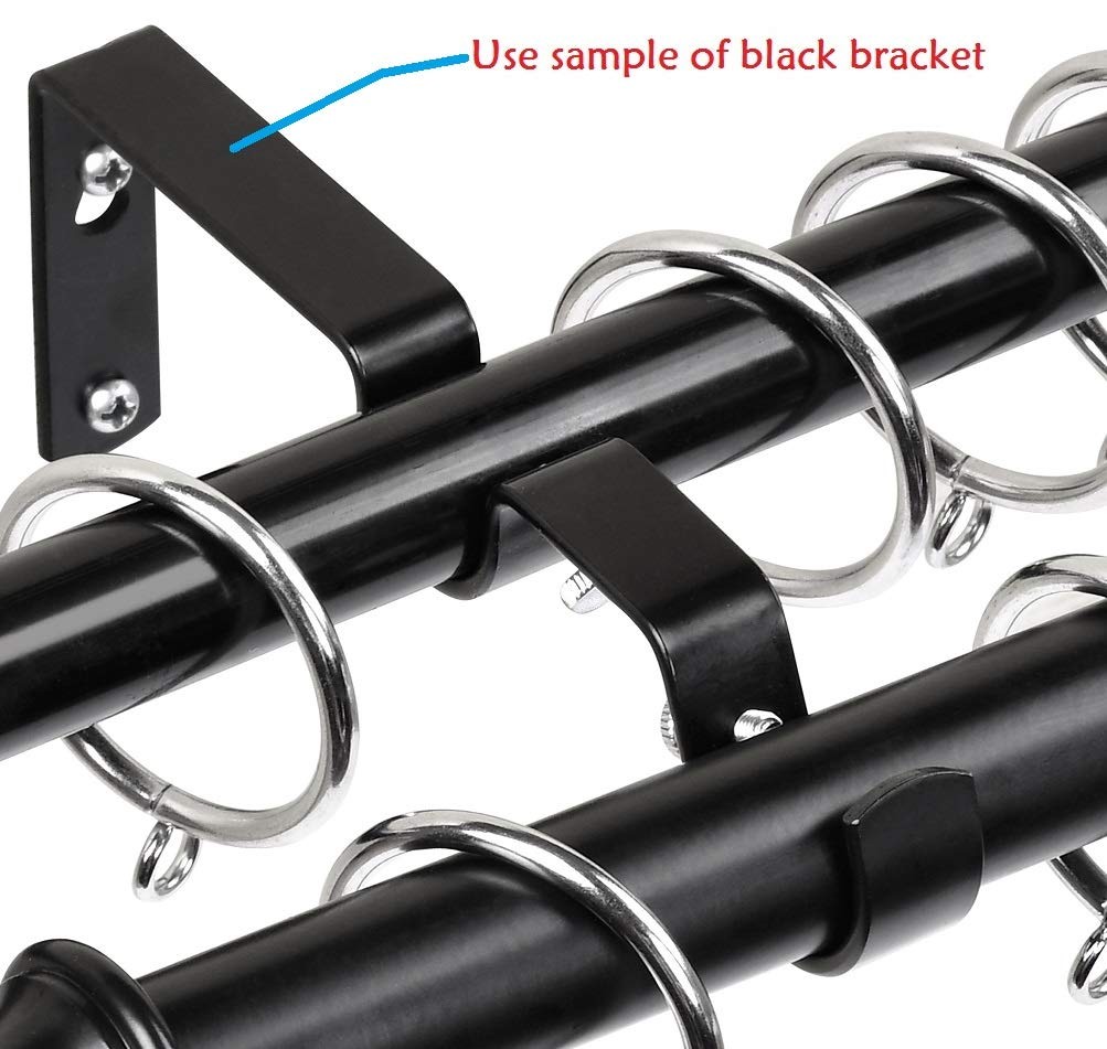 JUSHENG Dual Curtain Rod Hanging Brackets Havy Duty 3Pcs – Satin Nickel Metal…