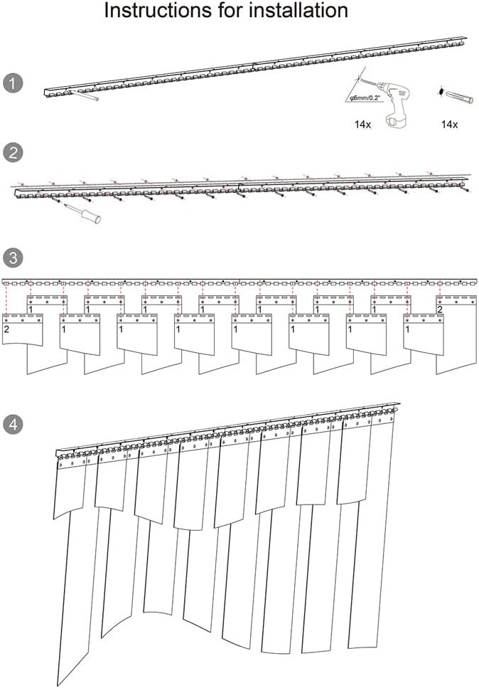 16PCS Strip Door Curtain, 84″ Height X 96″ Width, 0.08 Inch Thickness Standard