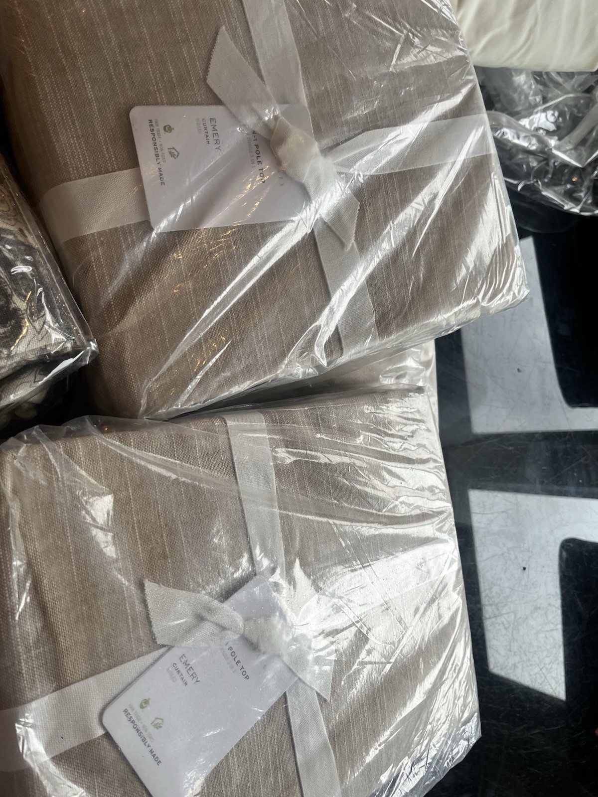 2 Pottery Barn EMERY LINEN/COTTON curtains 50 120 oatmeal light filtering New