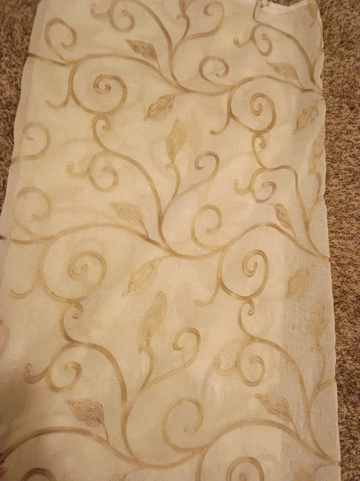 Taupe Leaf Motif Curtains X Four Panels Elegant 37×84
