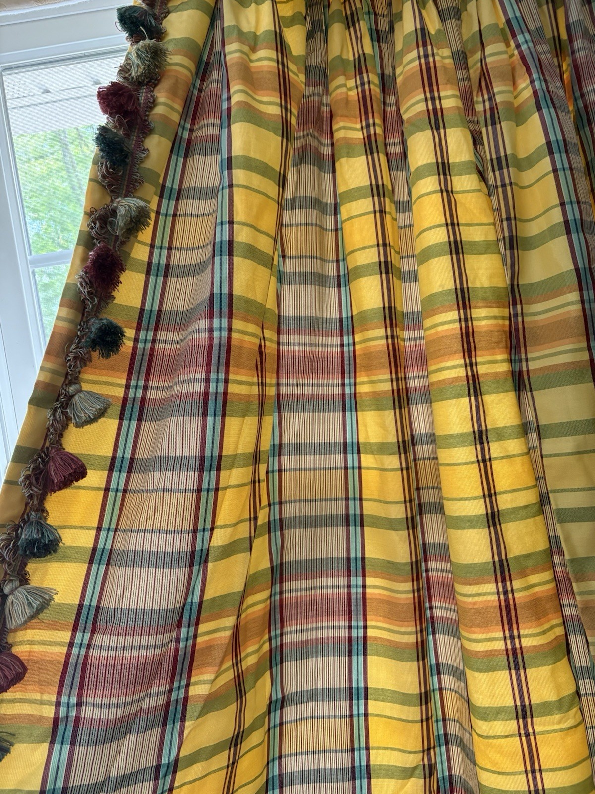 2 Custom Luxury Silk Pinch Pleat Interlined Drapes Curtains Yellow Plaid 30×109