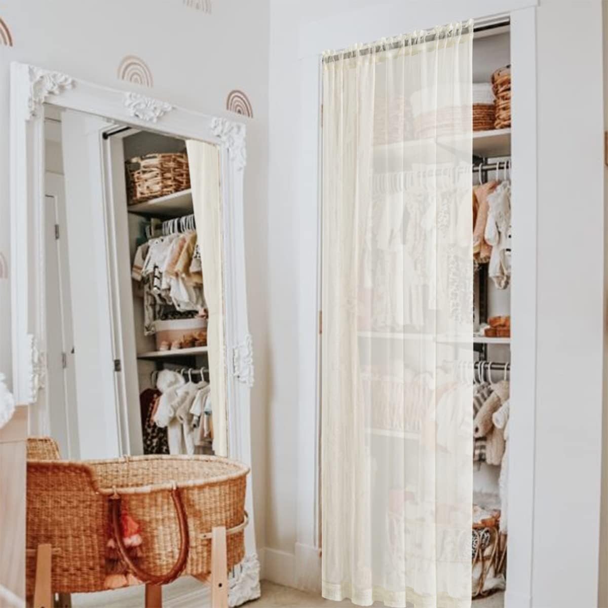 80 Inches Long Sheer Curtains for Living Room 2 Panels Set,Fit for 78 in Boho