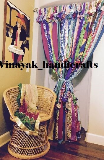 50 Strands, Bohemian gypsy rag Window Bohemian Valance Indian Backdrop curtains