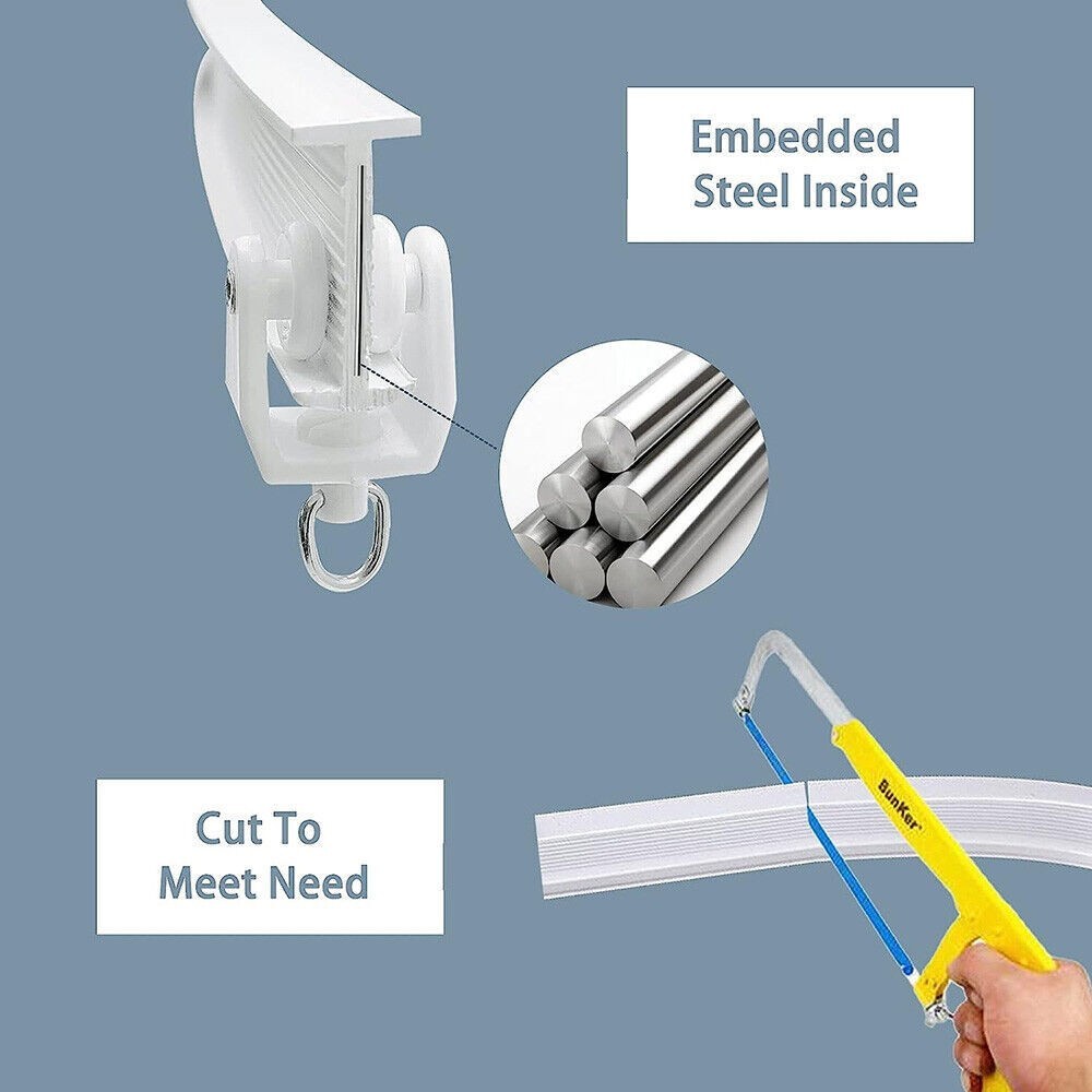 Flexible Ceiling Curtain Track Rail Window Rod Pole Mount System Home Curtain