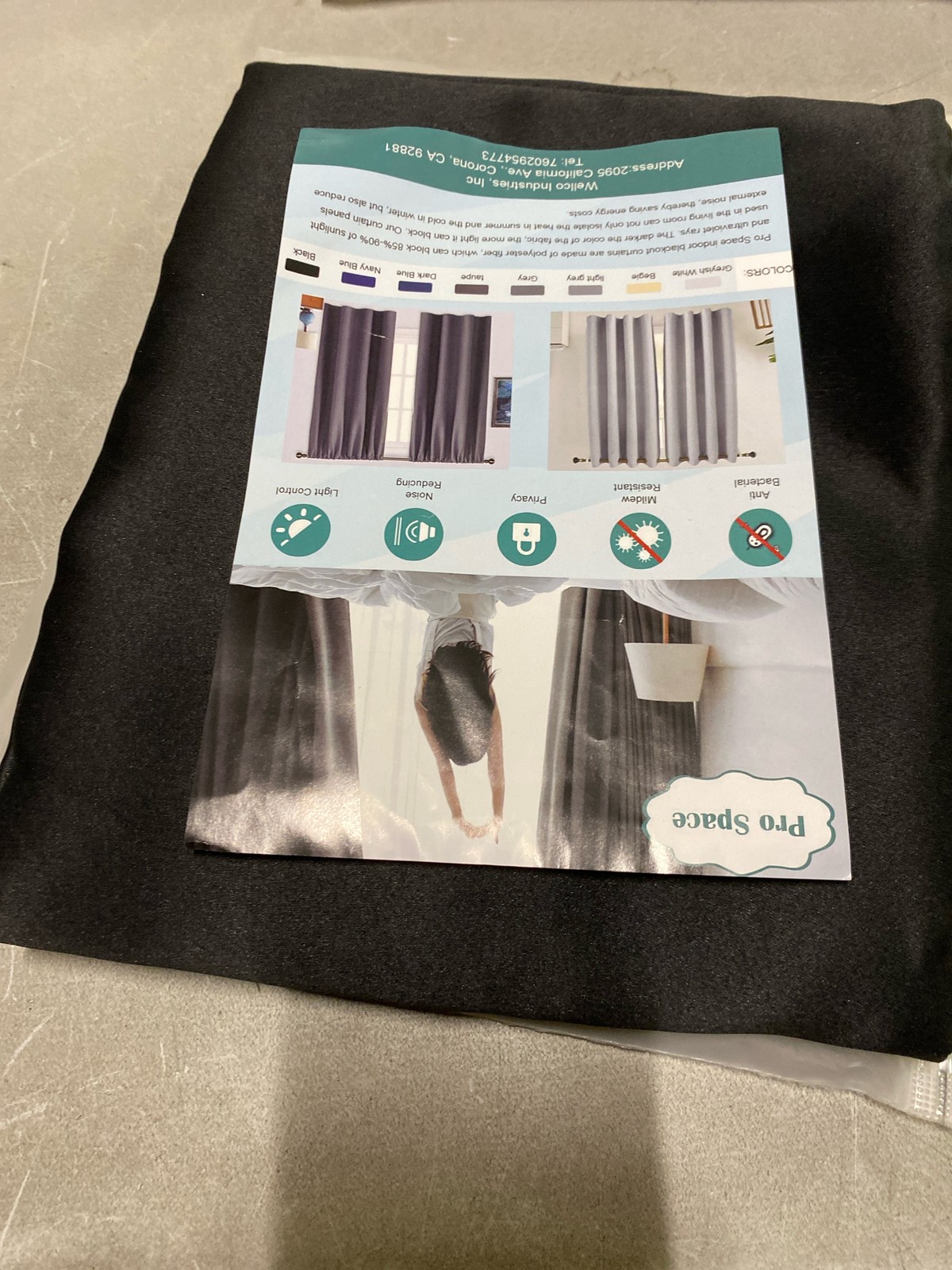 Pro Space ICBO4263BL1P 42×63 Black Blackout Curtain, Grommet Top, Noise-Reducing