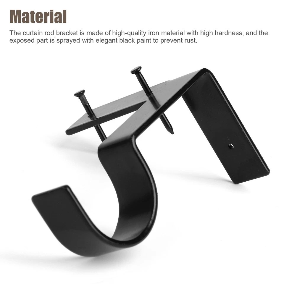 4Pcs Curtain Pole Brackets No Drill Curtain Rod Holder Into Wooden Window Frame