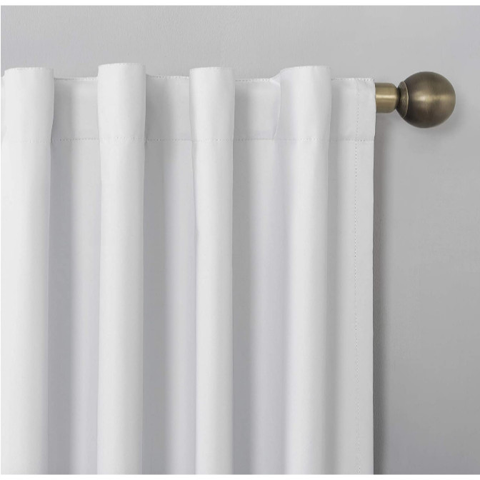 Blackout window curtain panel 40″W x 96″ L white thermal lined back tab