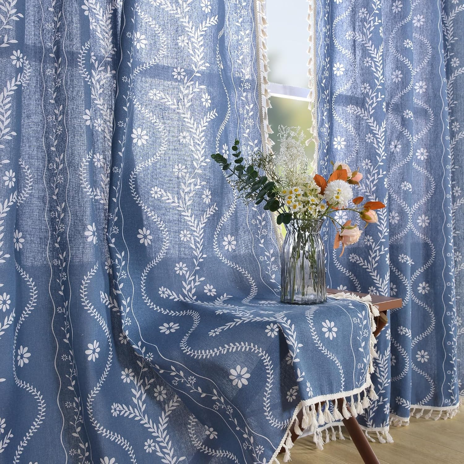 Terracotta Curtains 84 Inch Length Boho Farmhouse Curtains for Living Room 2 Pan