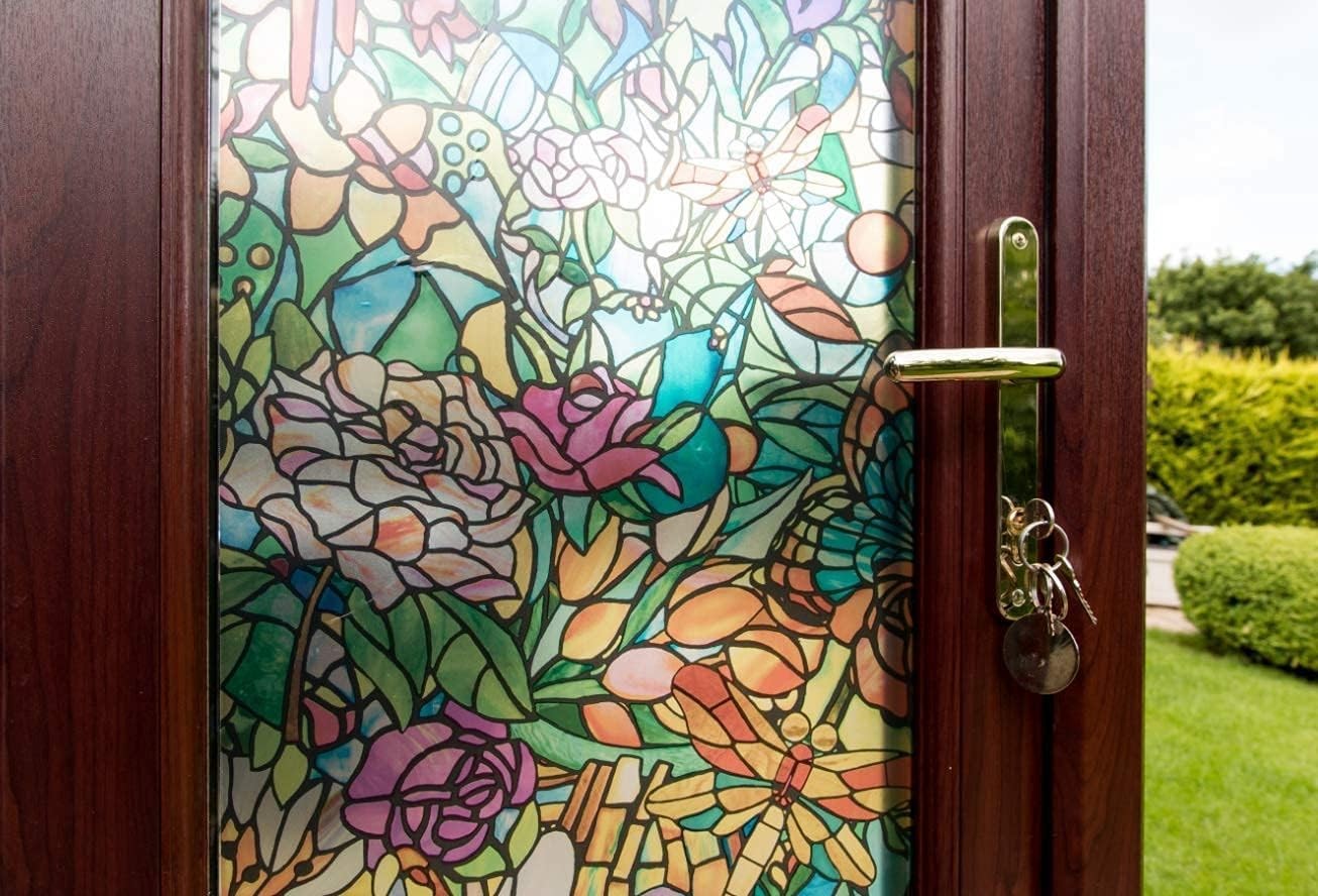 Decorative Self Adhesive Window Film 17×78 Spring Chapel Tulia Vinyl PVC Film