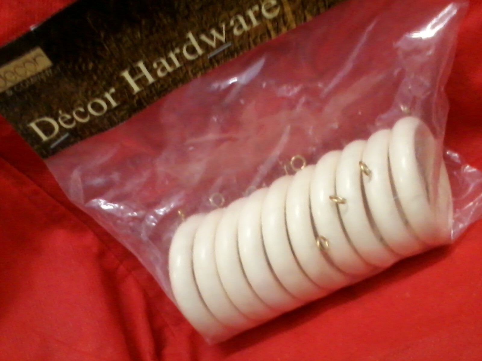 10 WOODEN Eyelet RINGS 2-3/4″ out 1-3/4 dia Curtain ROD Ivory FRENCH WHITE color