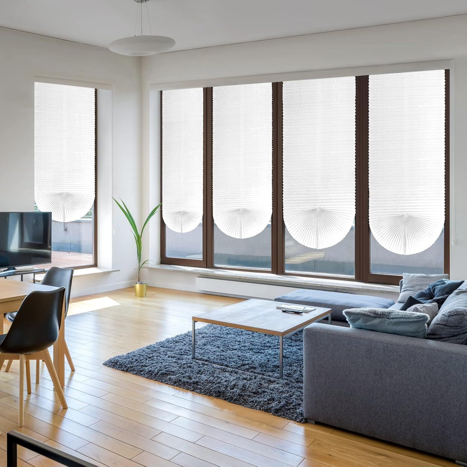 MALOKI Temporary Window Blinds, Pleated Shades Cordless Fabric Light Filtering B