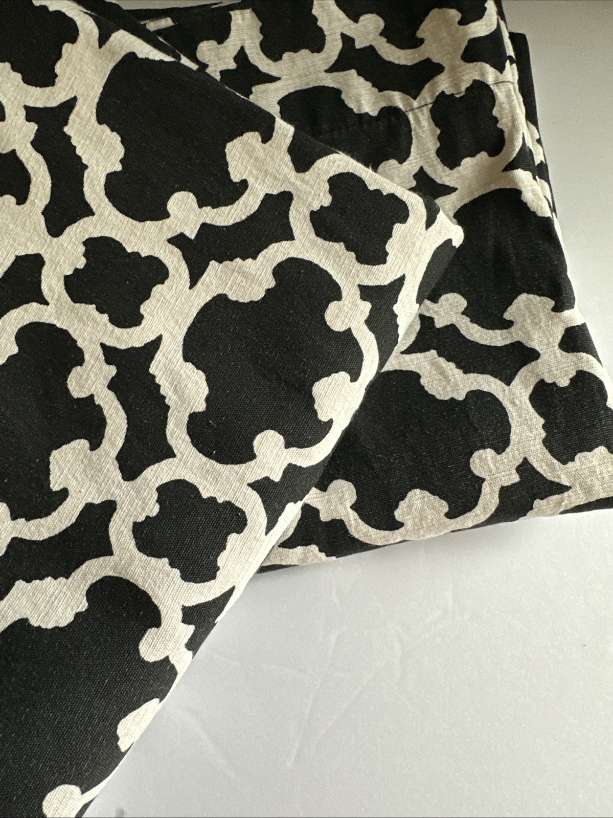 Target Threshold Farrah Fretwork Black Cream Curtains 2 Panels 52”W 82”L Glam