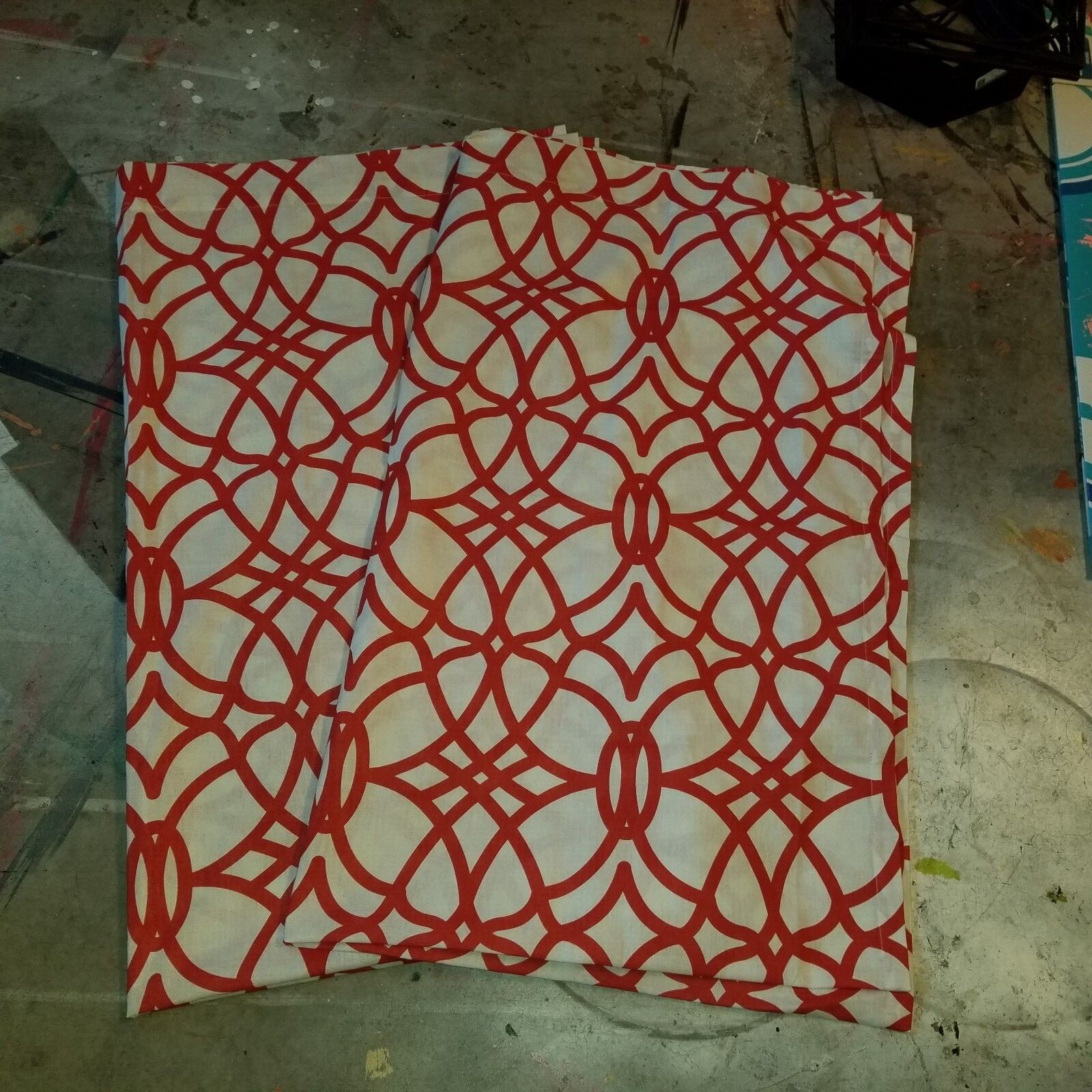 Unbranded Red-Orange/White Lattice Drape Panels 48″ X 84″ – 2 Panels