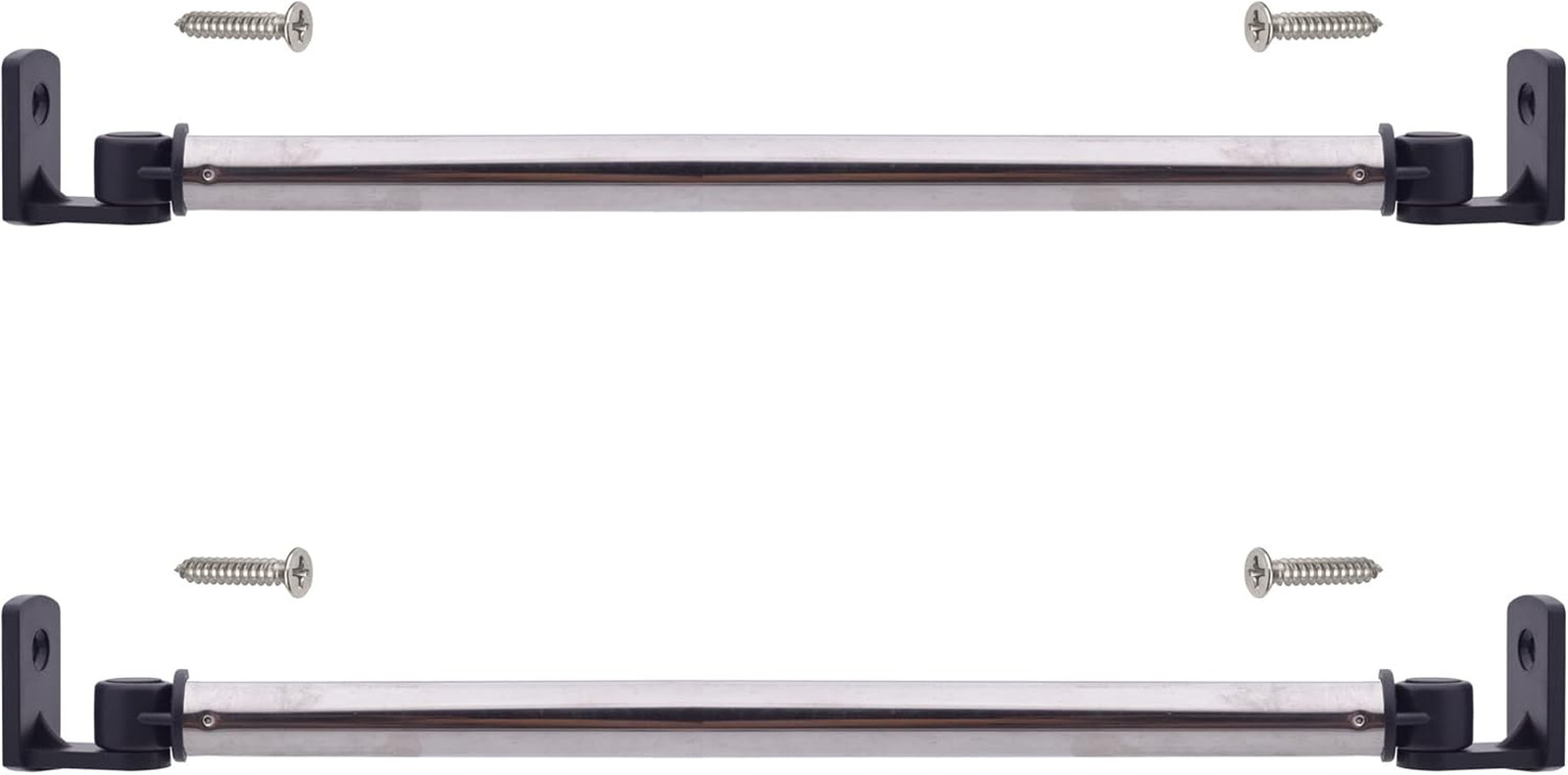16″ to 28″ Inside Mount Curtain Rod for Window Frames – Black (Set of 2)