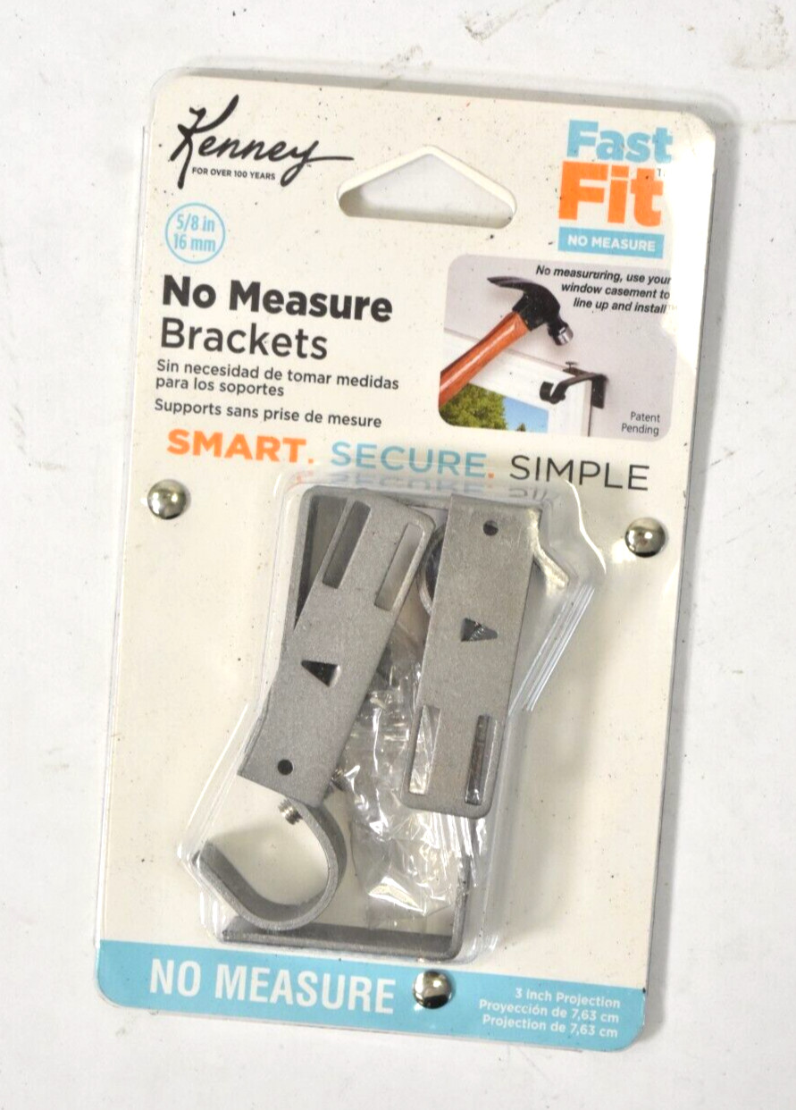 Kenney No Measure Brackets Fast Fit 3″ Projection 5/8″ 16mm Polished Pewter