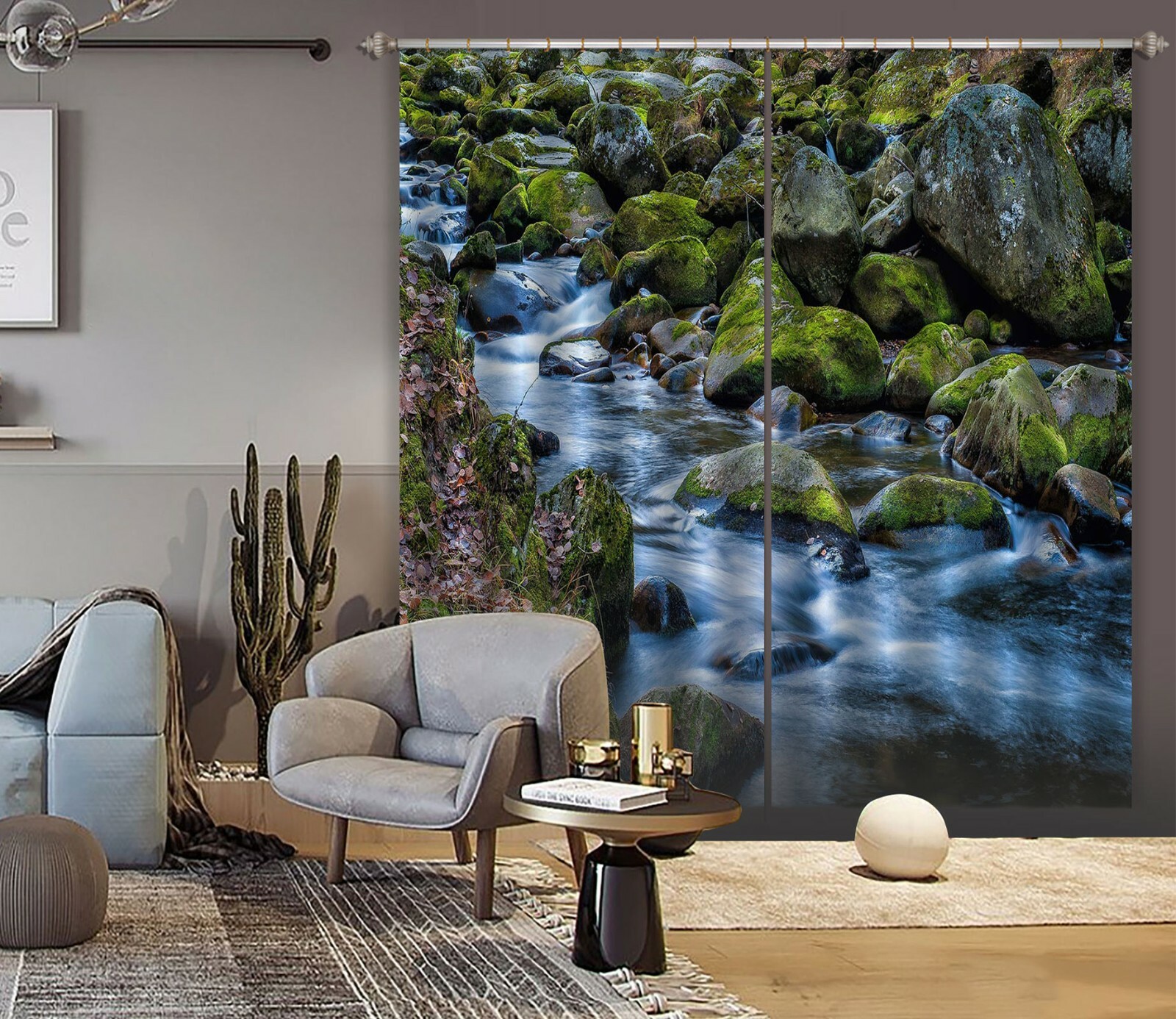 3D Moss Stone River ZHUA325 Blockout Photo Curtain Fabric Window Amy