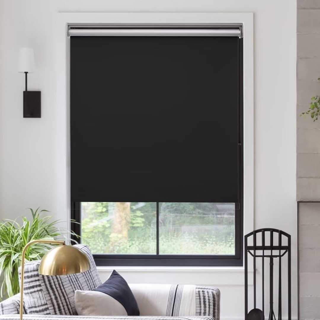 Myshade Free-Stop Cordless Room Darkening Roller Shade 30″W x 72″H Black