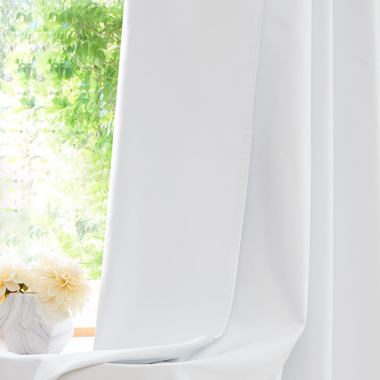 Solid White Blackout Curtain Liner 100 Light Blocking Panels Thermal Insulated R