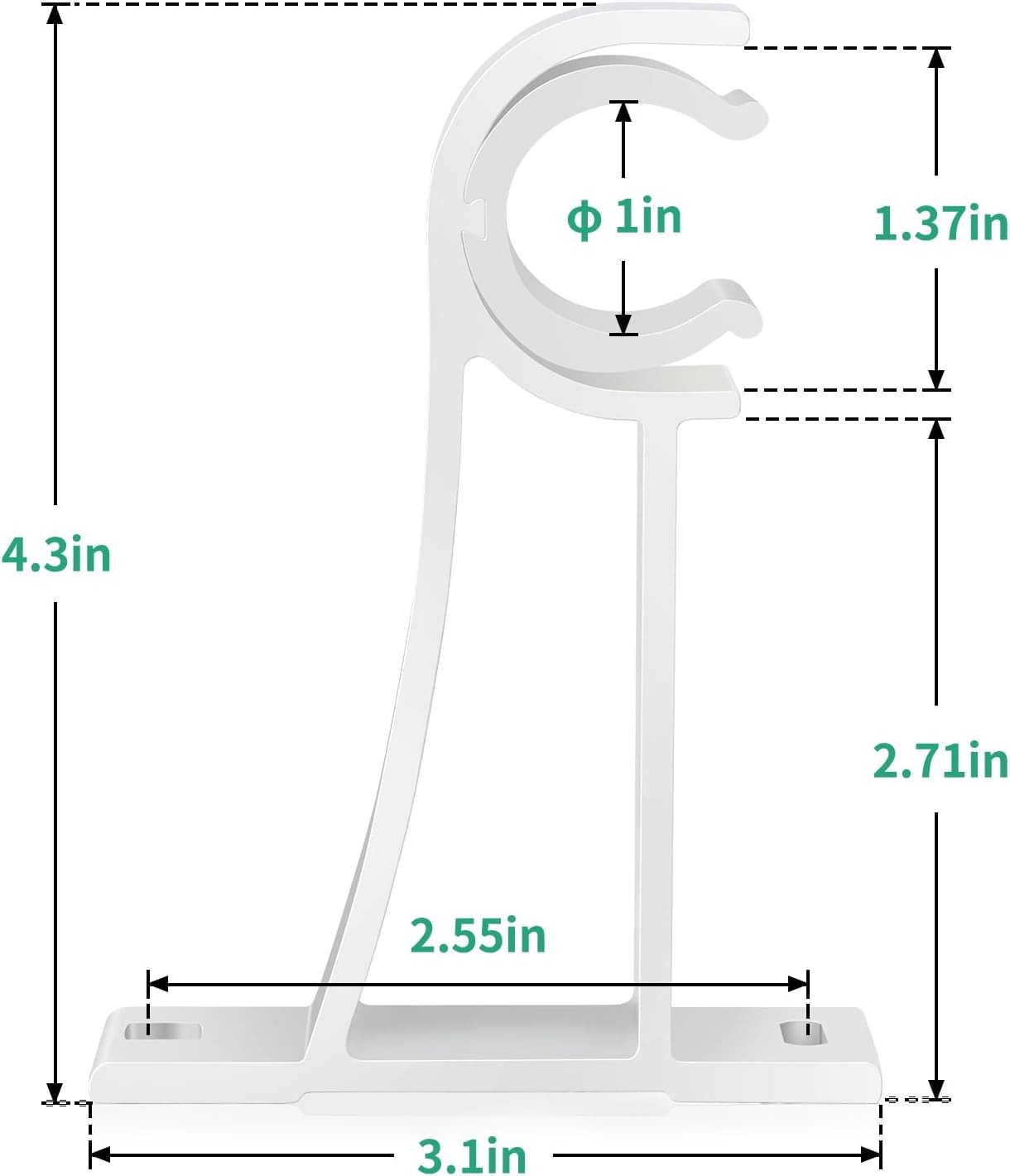 Curtain Rod Brackets Set of 4 White Heavy Duty Single Rod Holders Hooks 1 Inch