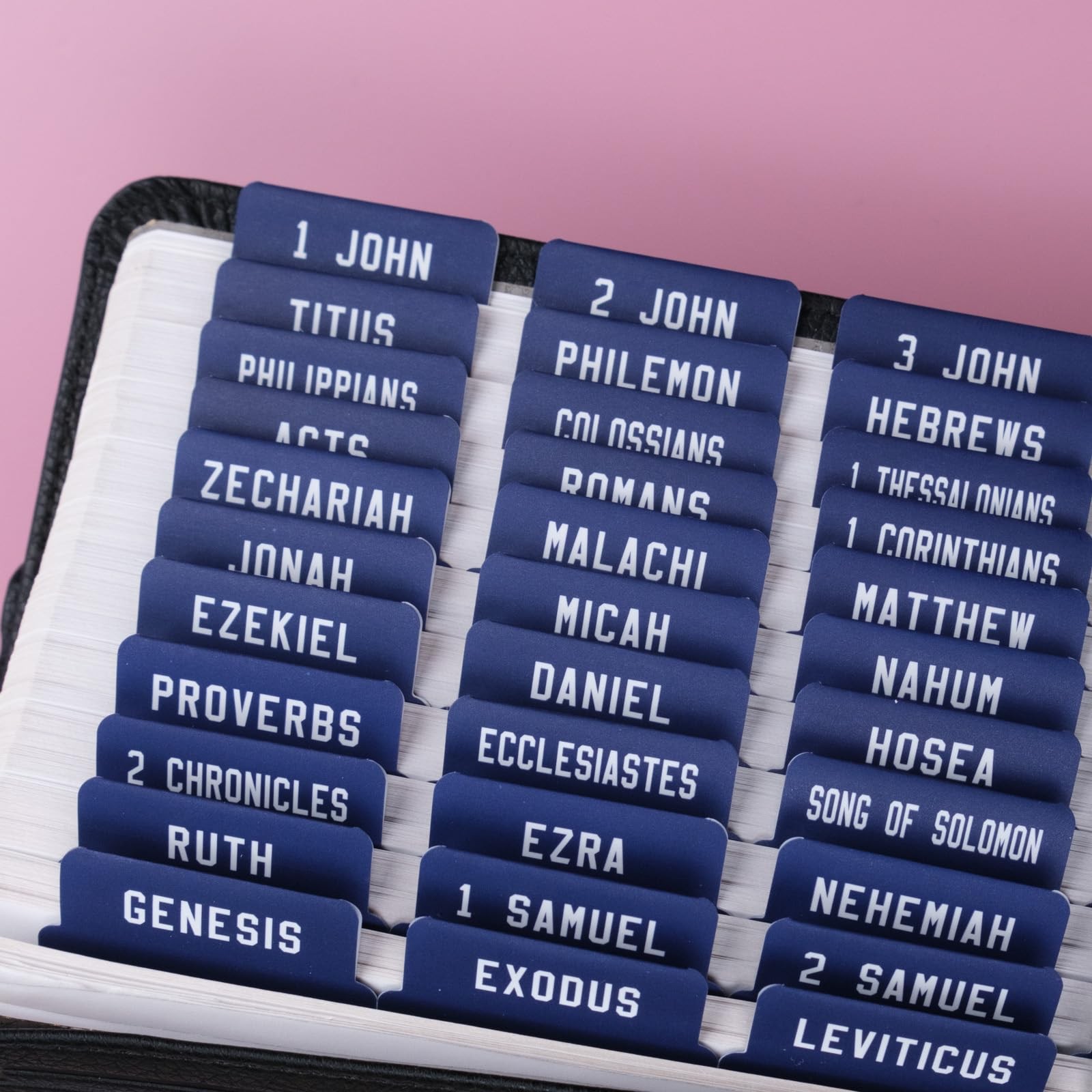 80 Laminated Bible Tabs Large Print Peel and Stick Index Stickers for Study Blue