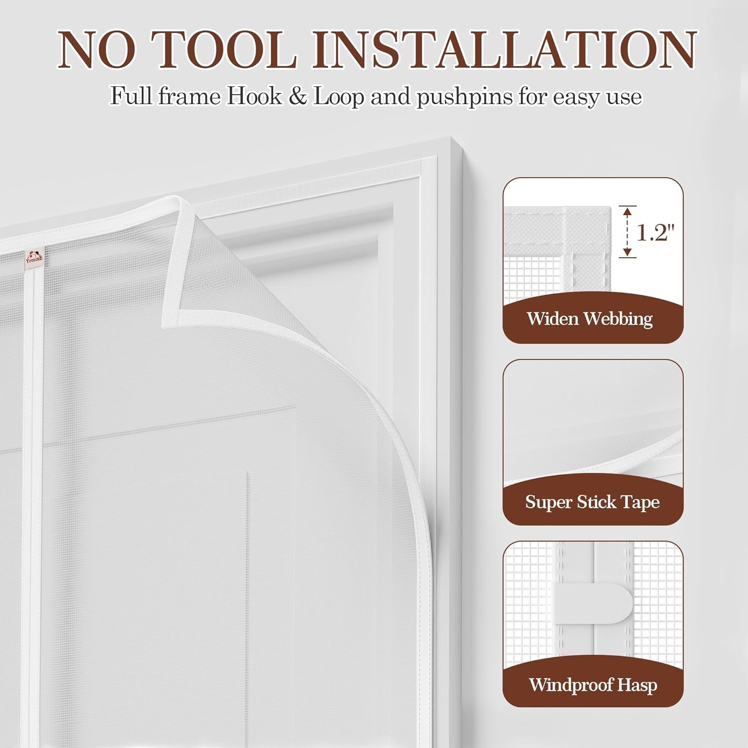 Windproof Magnetic Screen Door, Fits 34″ x 80″—Quick Install for Family & Pets!