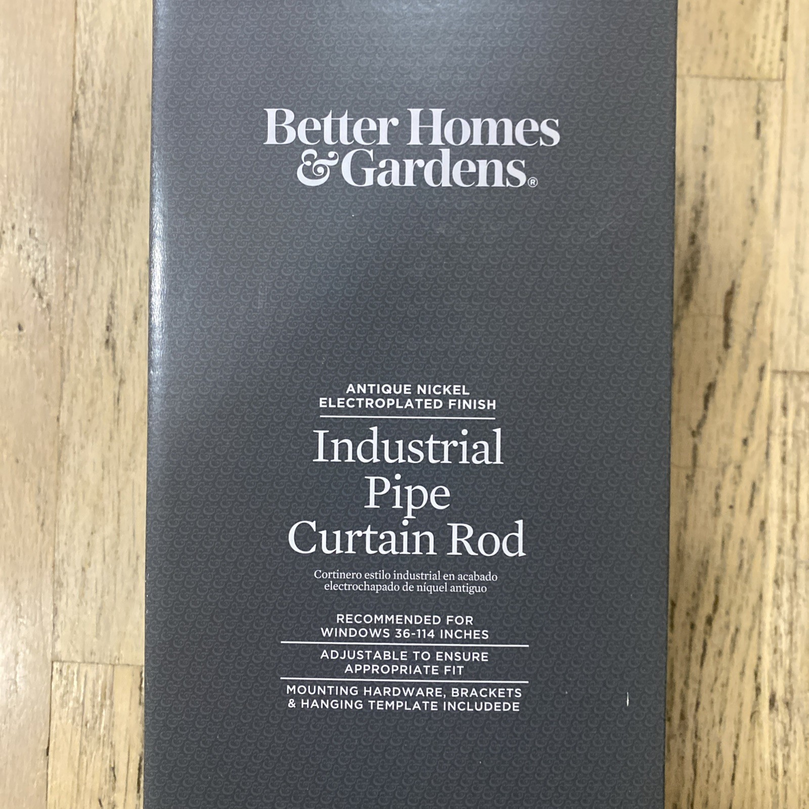 Better Homes & Gardens 1″ Industrial Pipe Drapery Curtain Rod Nickel 42″ to 120″