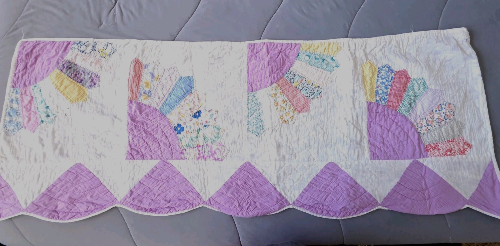 Beautiful, Vintage Hand Quilted Window Valance. 44×16.