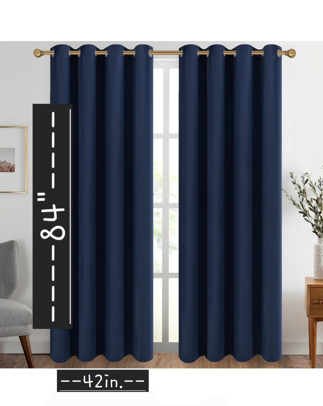 Diraysid Blackout Navy Blue Grommet Curtain Panels 42 x 84 in (2panels)