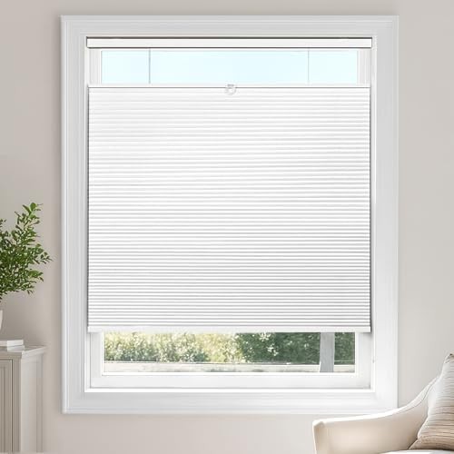 Top Down Bottom Up (TDBU) Cordless Cellular 34″W x 48″H White – Blackout