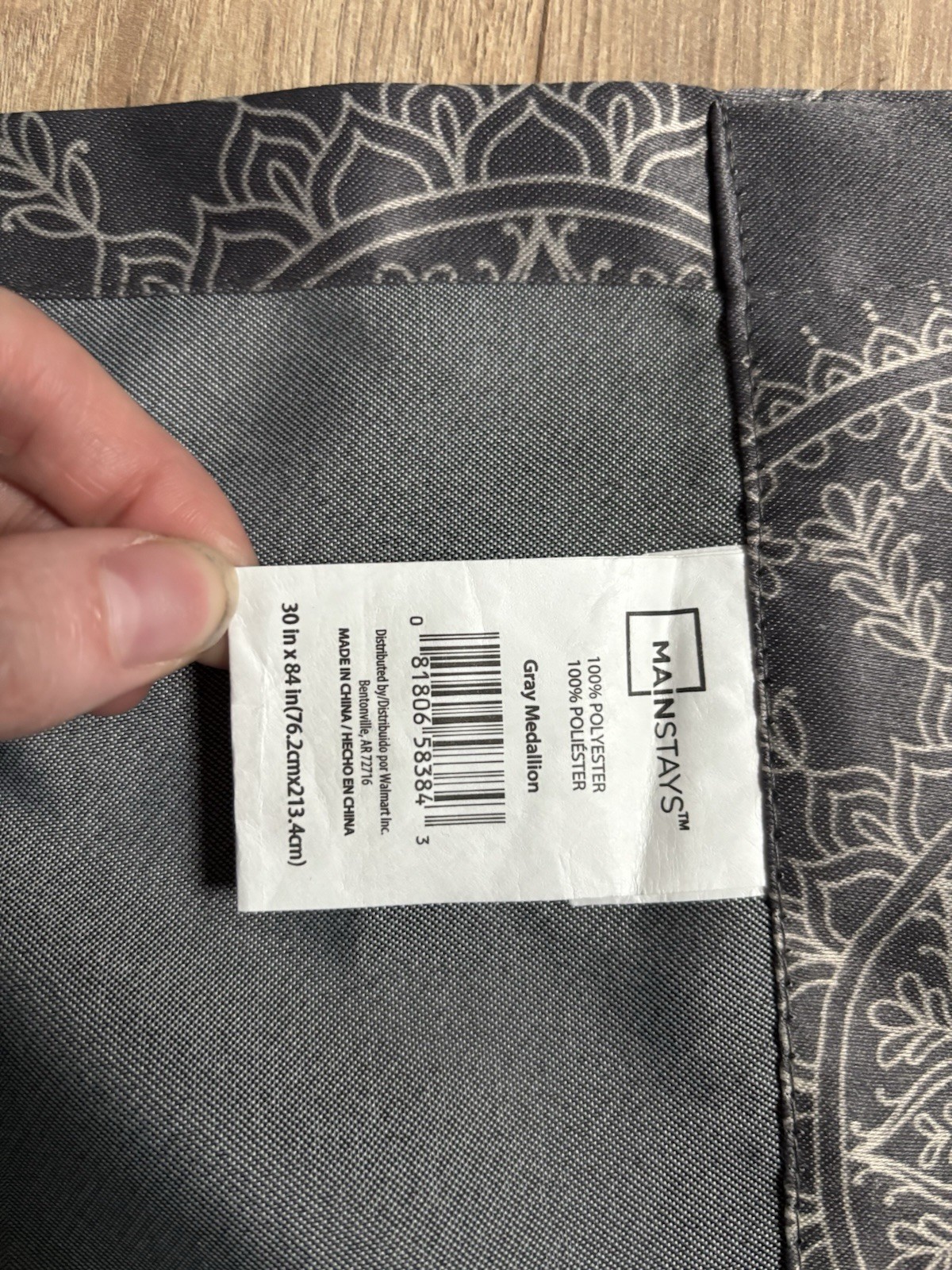 Mainstays Blackout 2 Panel Gray Medallion Curtain 30″ W x 84″ L Rod Pocket New